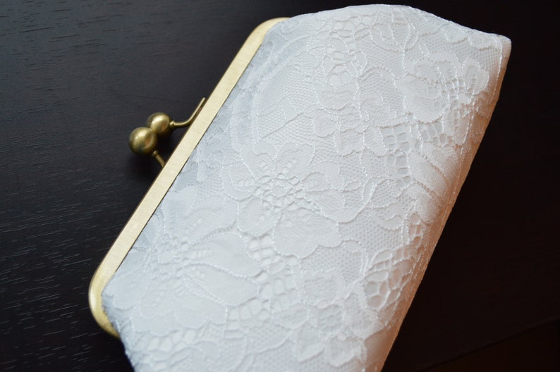 Clutch/Brauttasche in ecru mit Spitze in ivory Bild 9