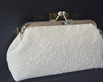 Clutch, Brauttasche IVORY Kordelspitze