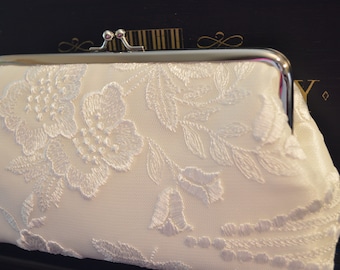 Clutch, Brauttasche IVORY Stickerei