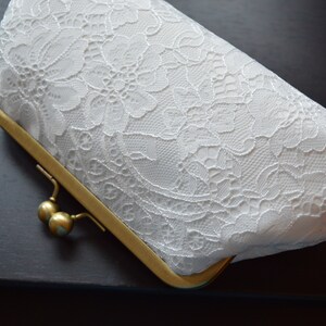 Clutch/Brauttasche in ecru mit Spitze in ivory Bild 8