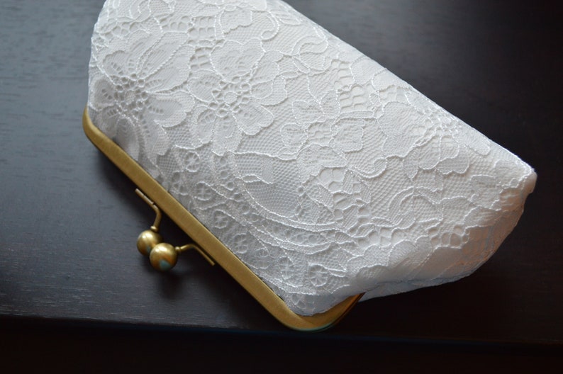 Clutch/Brauttasche in ecru mit Spitze in ivory Bild 8