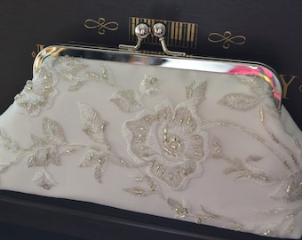 Clutch, Brauttasche IVORY mit Stickerei