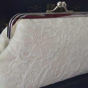 Clutch/Brauttasche in ecru mit Spitze in ivory Bild 3