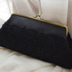 Clutch BLACK OR BLUE with Macramee-Lace