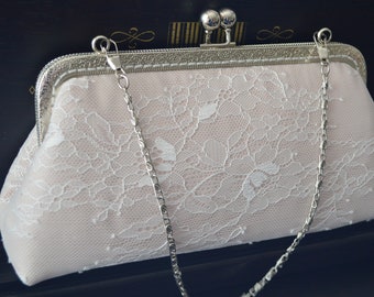 Bridal Clutch Ivory Lace / Vintage Look / customizable