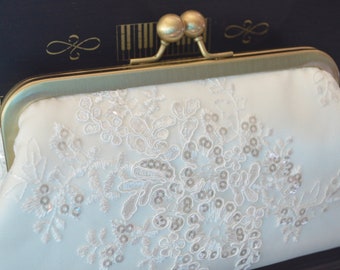 Bridal Clutch Ivory Lace With Sequins