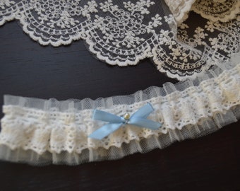 Garter BOHO IVORY lace and tulle