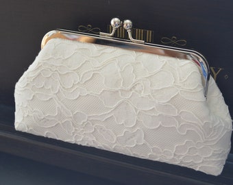 Clutch, Brauttasche IVORY Blütenspitze