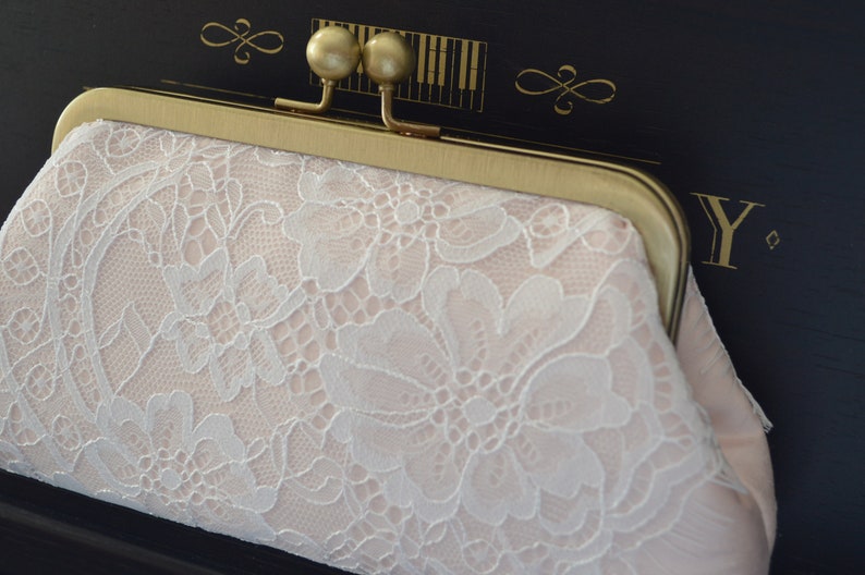 Clutch/Brauttasche in ecru mit Spitze in ivory Bild 10