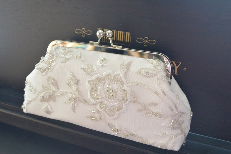 Clutch, Brauttasche IVORY mit Stickerei Bild 4