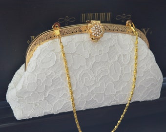 Bridal Clutch Ivory Lace / customizable