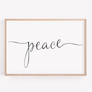 Peace Script Print: Minimalist Typography Wall Art (Digital Download)