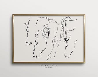 Vintage Horse Sketch Print: Minimalist Farmhouse Wall Art (Digital Download)