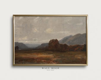 Herbstlandschaft in warmen Tönen: Stimmungsvolle Vintage-Herbstwandkunst (Digitaldruckvorlage)