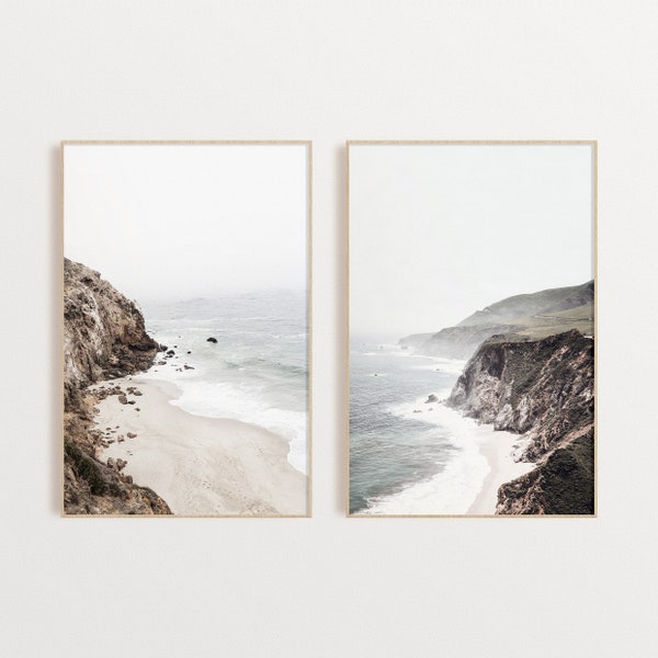 Impression de la côte, art mural imprimable, plage imprimable, lot de 2 photographies côtières de la Californie, affiche des vagues de l'océan, téléchargement numérique