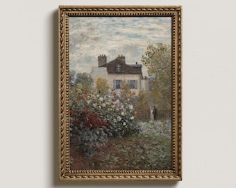 Vintage Rose Garden Oil Painting: French Cottage Art (Digital Printable)
