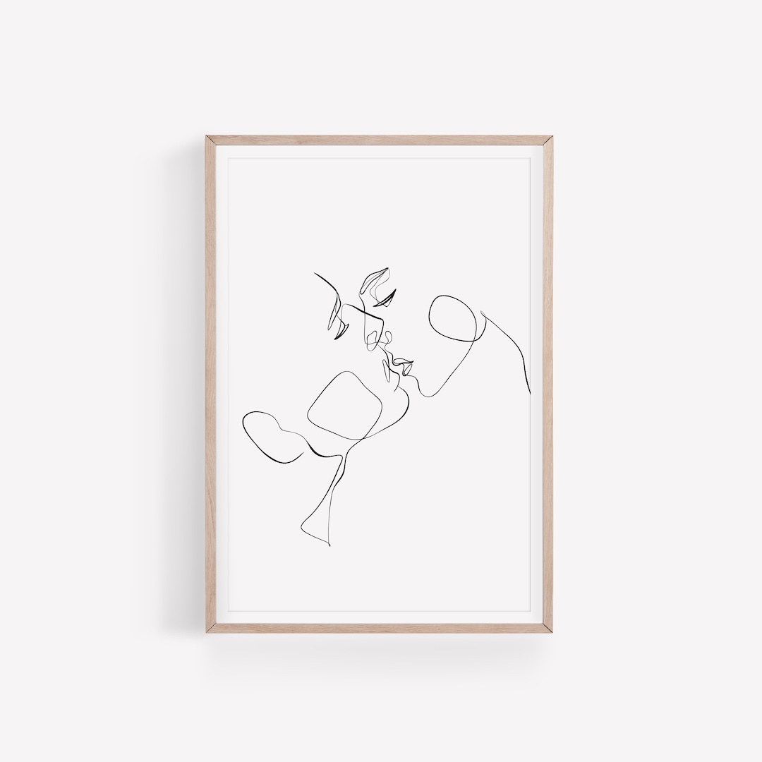 Line Couple Print, Fine Line Wall Art, One Line Couple Drawing, DIGITAL
