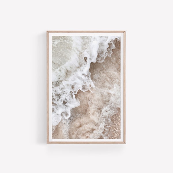 Neutral Ocean Wave Print, Coastal Wall Decor, Boho Tropical Wall Art, Ocean Photography, Beach Poster, Digital PRINTABLE Downloads