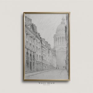 Paris Street Hand Drawing Art: Vintage Architectural Sketch (Downloadable)
