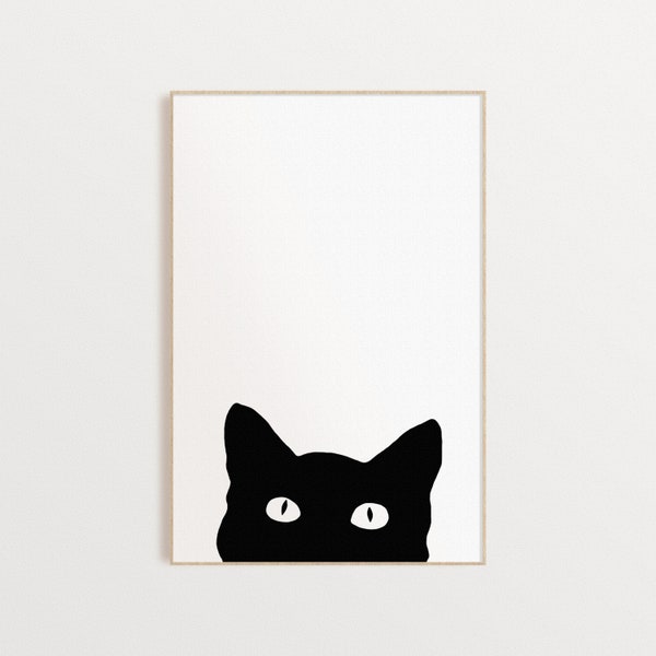 Black Cat Silhouette Print, Minimalist Wall Art, Cat Poster, DIGITAL DOWNLOAD, Printable Wall Art, Instant Download
