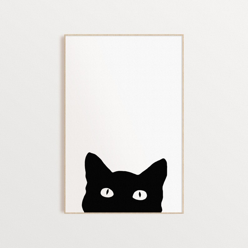 Black Cat Silhouette Print Minimalist Wall Art Cat Poster - Etsy