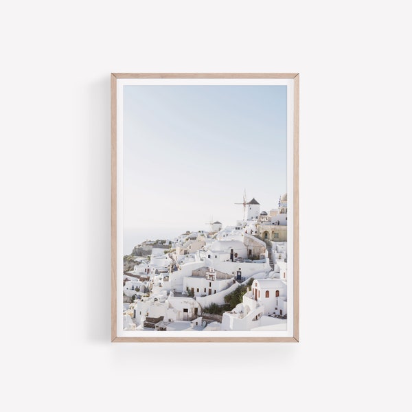 Santorini Print, Greek Island Photography, Greece Poster, White Houses Printable, Digital Download, Wall Art Print, Instant Download