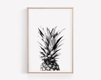 Pineapple print, pineapple photography, ananas, tropical print,  black and white pineapple print, pineapple wall art, ananas print