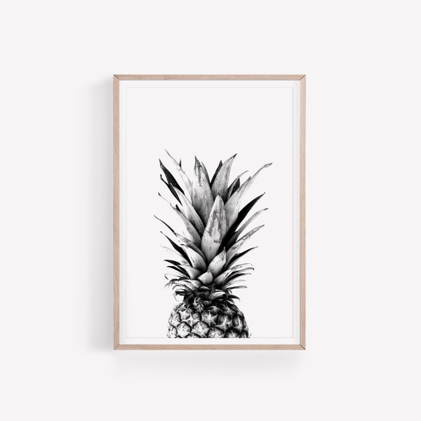 Pineapple print, pineapple photography, ananas, tropical print,  black and white pineapple print, pineapple wall art, ananas print