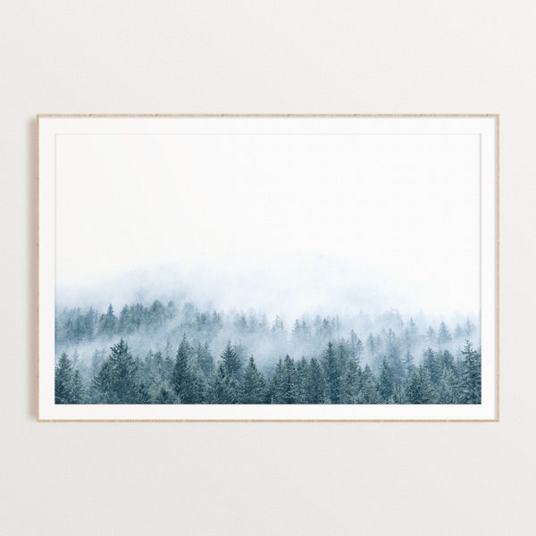 Foggy Forest Print, Nature Photography, Scandinavian Wall Art. Nordic Poster, Forest Wall Art, Instant Download, Minimalist Landscape Print