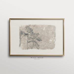 Vintage Neutral Tree Sketch, Rustic Farmhouse Wall Art, Minimalist Tree Drawing Art Print, Digital Printable Wall Decor