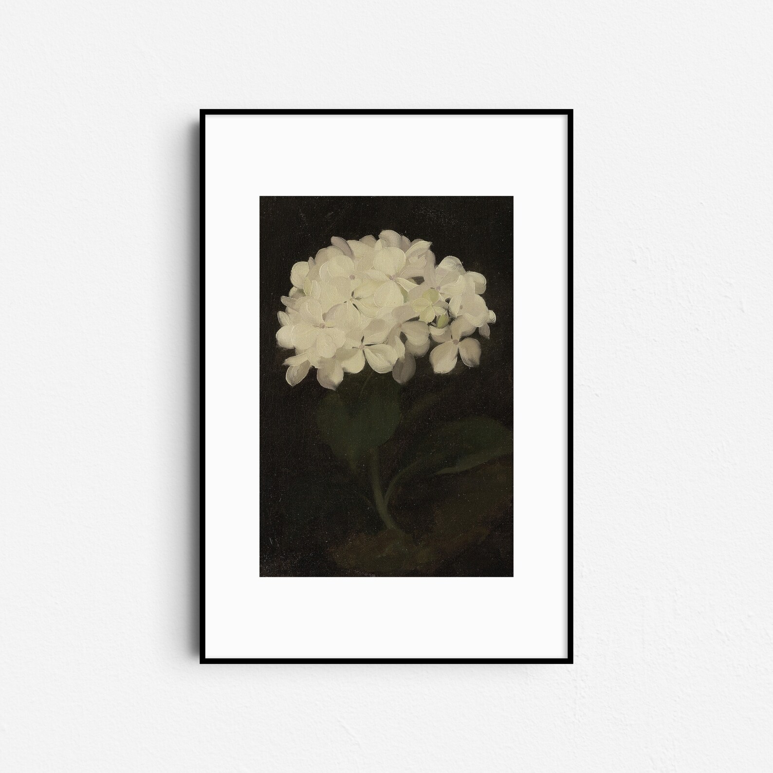 Moody Hydrangea Oil Painting: Dark Vintage Floral Print (instant ...