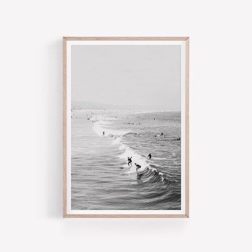 Black and White Surf Print, Ocean Wall Art, Surfers Print, DIGITAL DOWNLOAD, Black and White Ocean Poster, California Poster, Digital Art