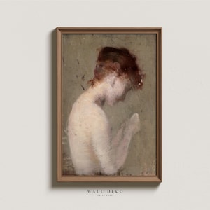 Antique Female Portrait Art Print: Neutral Farmhouse Decor (Digital Download)