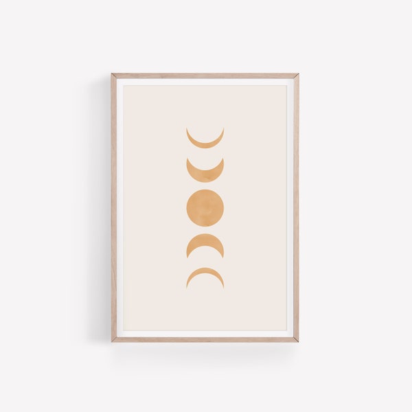 Poster Abstrait Lune - Style Nordique Minimaliste - Couleur Rose Neutre - Impression Qualité - 210gsm - Neuf