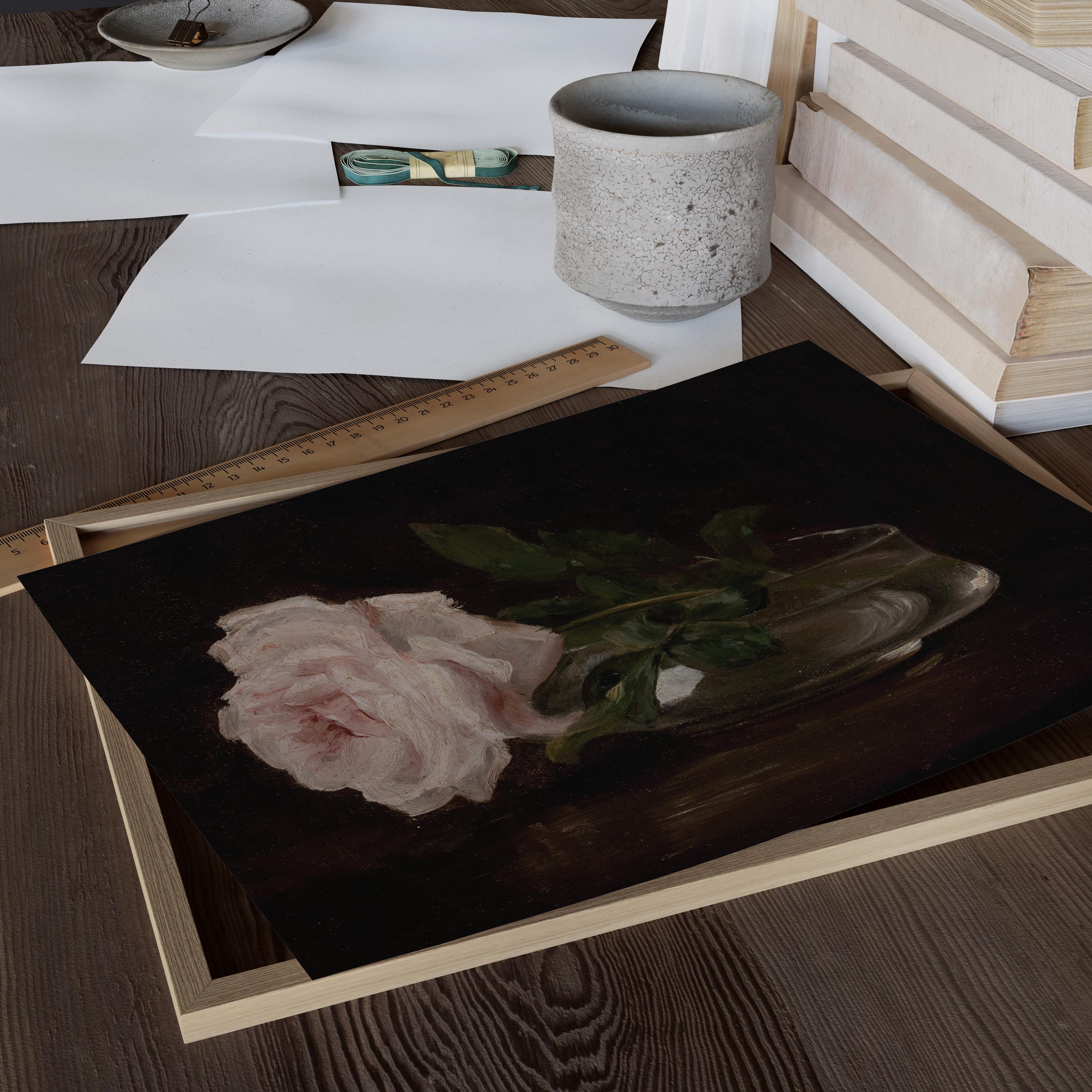 Vintage Rose Oil Painting: Moody Floral Still Life (digital Printable ...