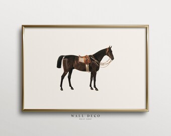 Lámina vintage de caballos: Decoración de pared estilo casa de campo (Imprimible digitalmente)