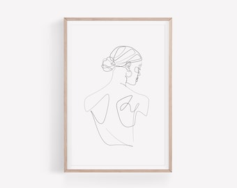 Abstract Woman Print, Woman Body Line Drawing, Fine Line Art Print, Minimal Wall Art, Feminine One Line Art, Digital Printable Wall Art