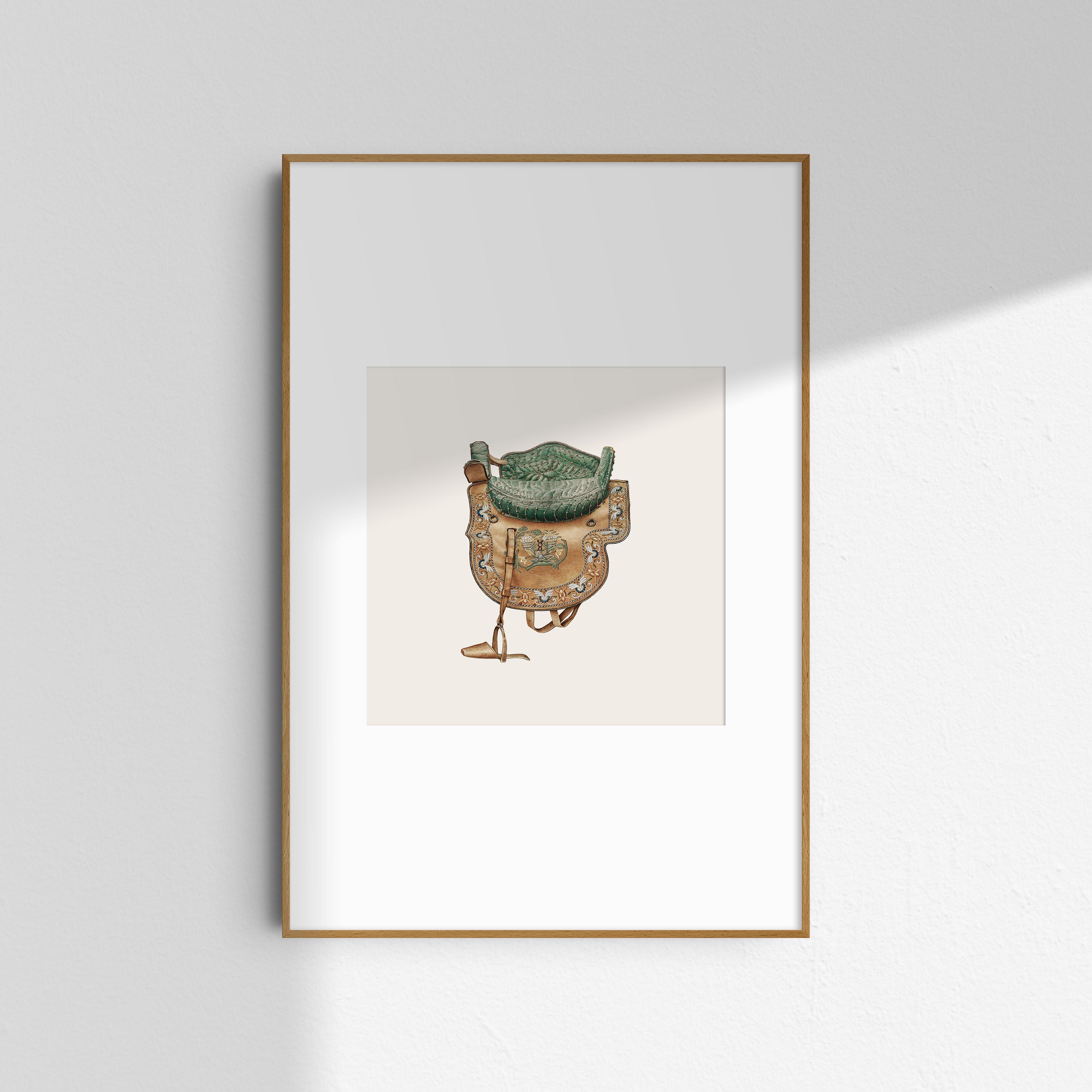 Shaddle Vintage Saddle Illustration Prints: Equestrian Gallery Wall Art (set of ...