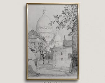 Paris Architecture Sketch Art Print: Vintage Building Hand Drawing (Digital Download)