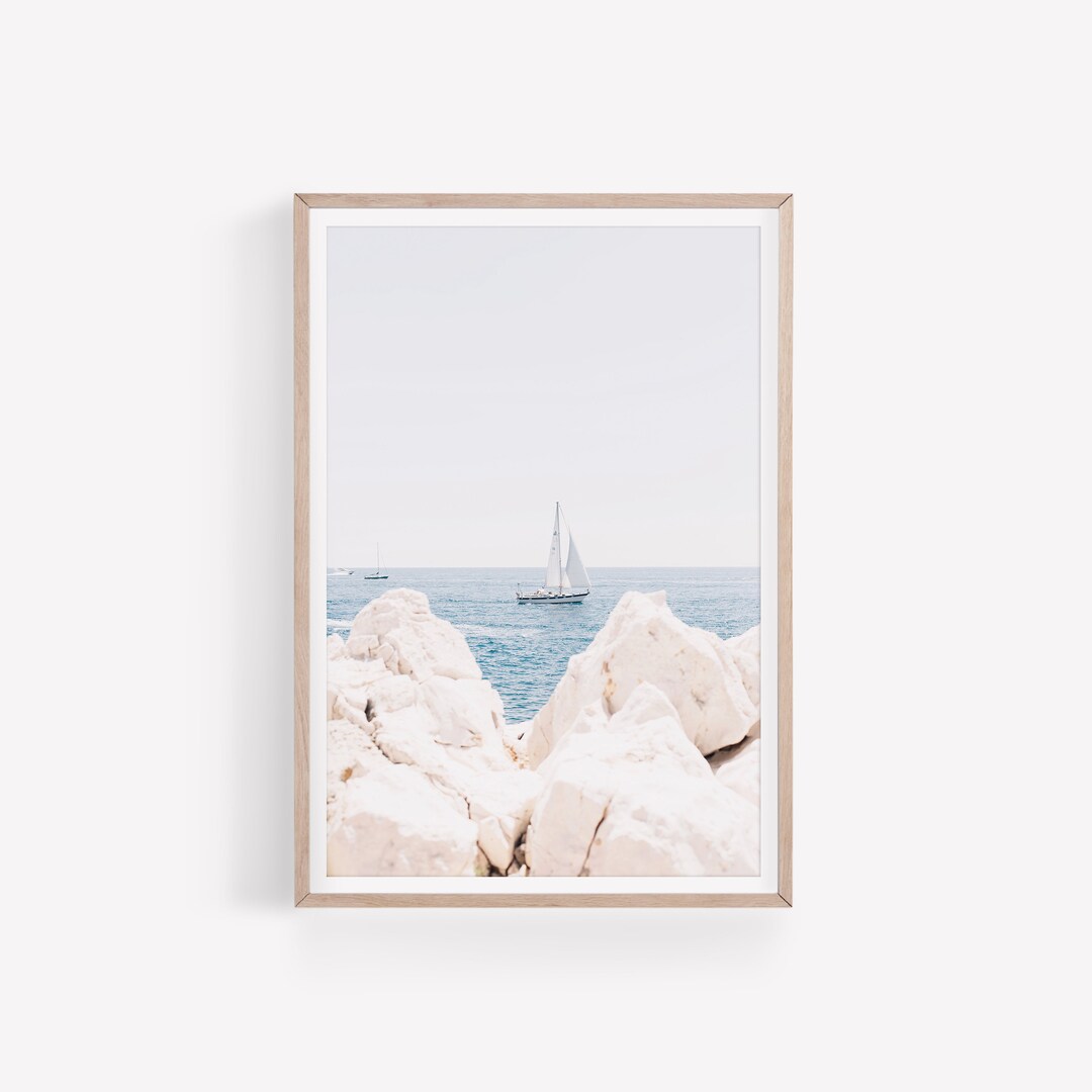 Coastal Wall Art, Boat Printable, Minimalist Landscape Print, DIGITAL ...