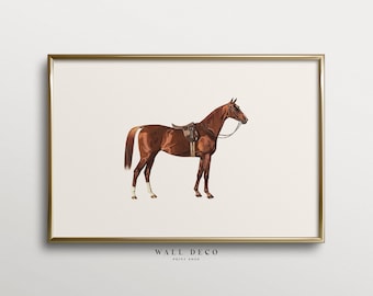 Lámina vintage de caballos: Decoración de pared estilo casa de campo (Imprimible digitalmente)