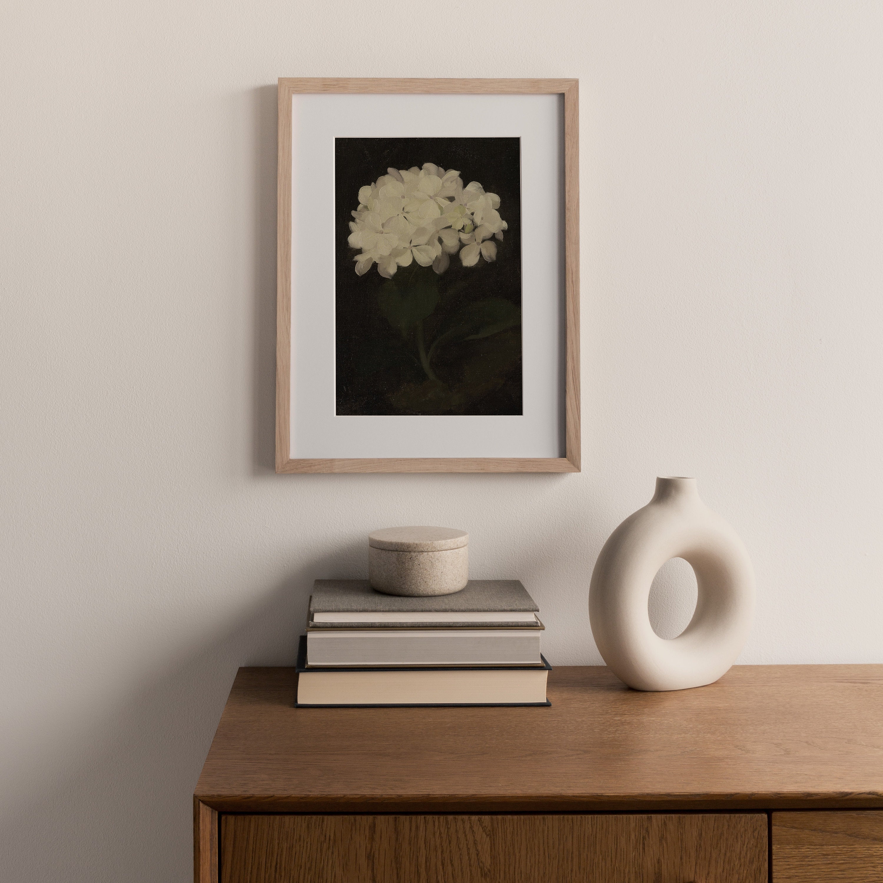 Moody Hydrangea Oil Painting: Dark Vintage Floral Print (instant ...