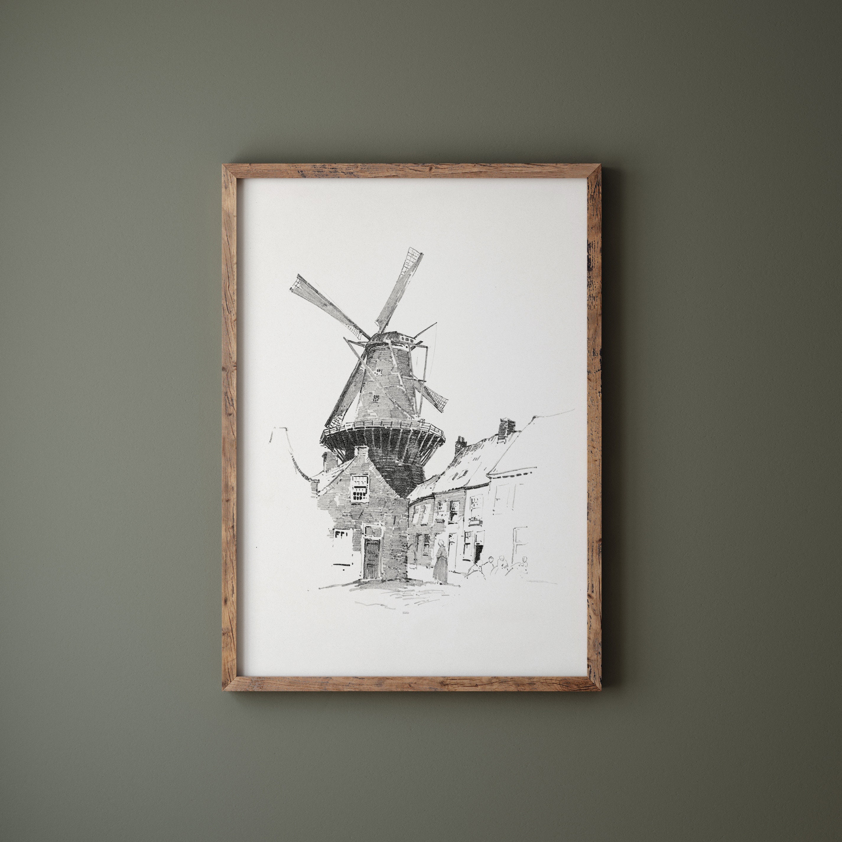 Vintage Windmill Sketch Print: Antique Farmhouse Art (digital Download ...