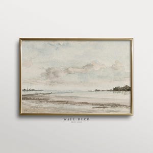 Vintage Coastal Watercolor Painting: Minimalist Seascape Art (Digital Printable)