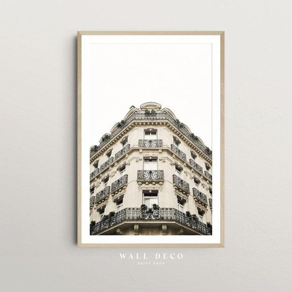 Paris Building Wall Art, Paris Architecture Photography, French City Art Print, Travel Poster, France Photo, Digital Printable Wall Decor