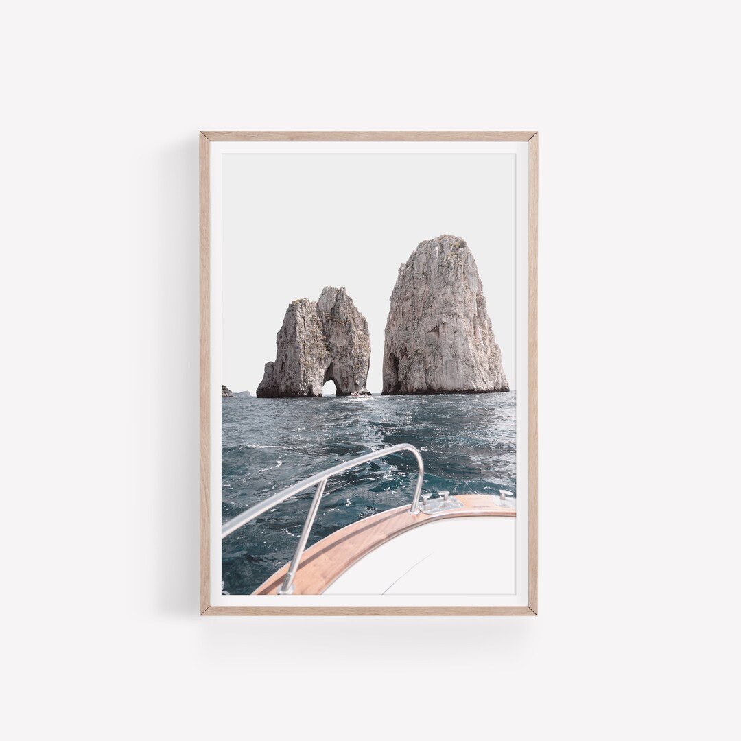 Amalfi Coast Print, Italian Coastal Wall Art, Travel Poster, Capri