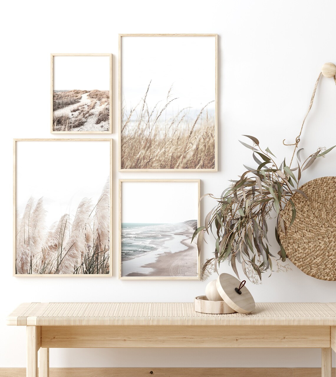 Coastal Prints Set Set of 4 Wall Art Neutral Tone Wall Etsy