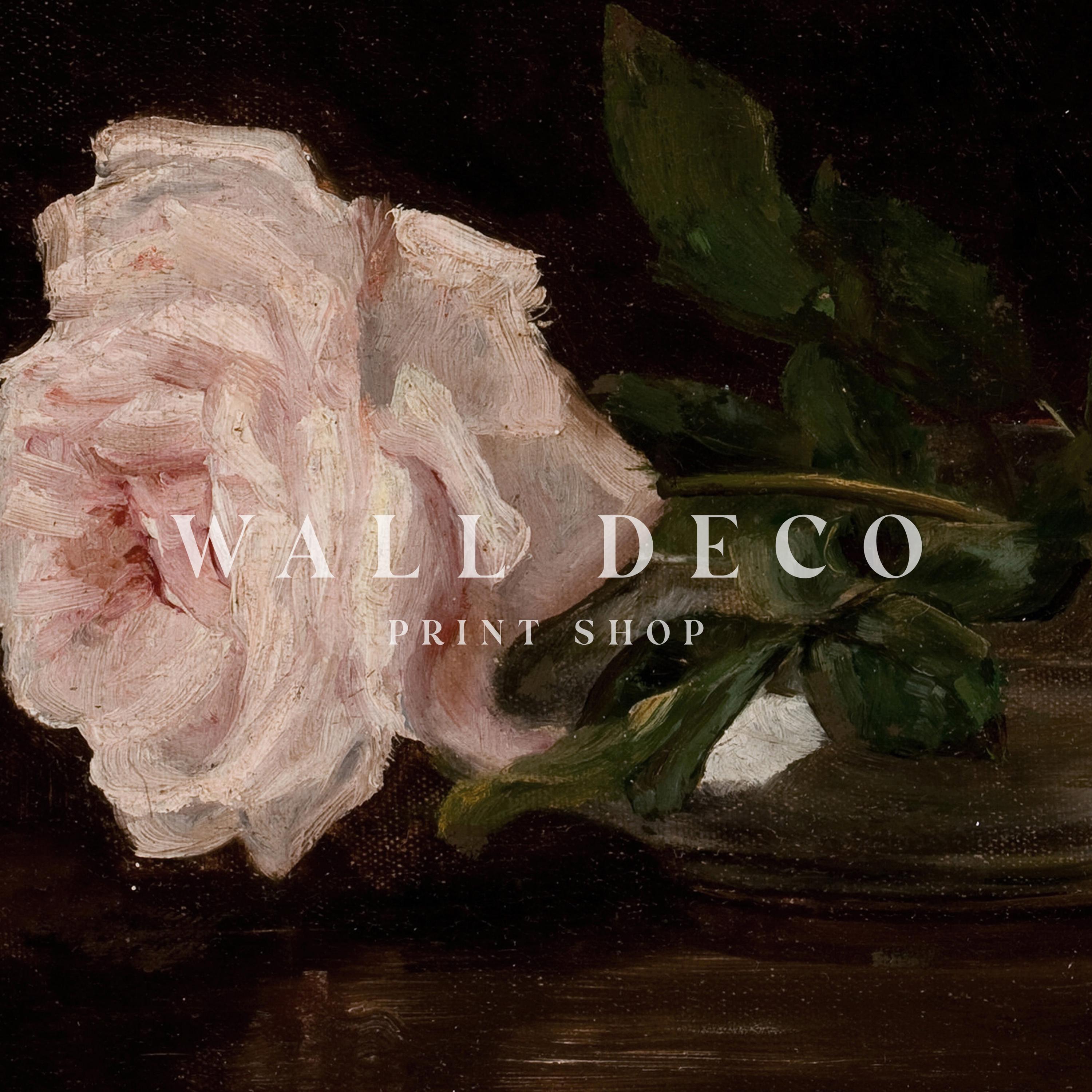 Vintage Rose Oil Painting: Moody Floral Still Life (digital Printable ...
