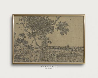 Vintage-Baumskizze, druckbare Wandkunst, antike Landschaftszeichnung (Tuschezeichnung) (Digitaler Download)