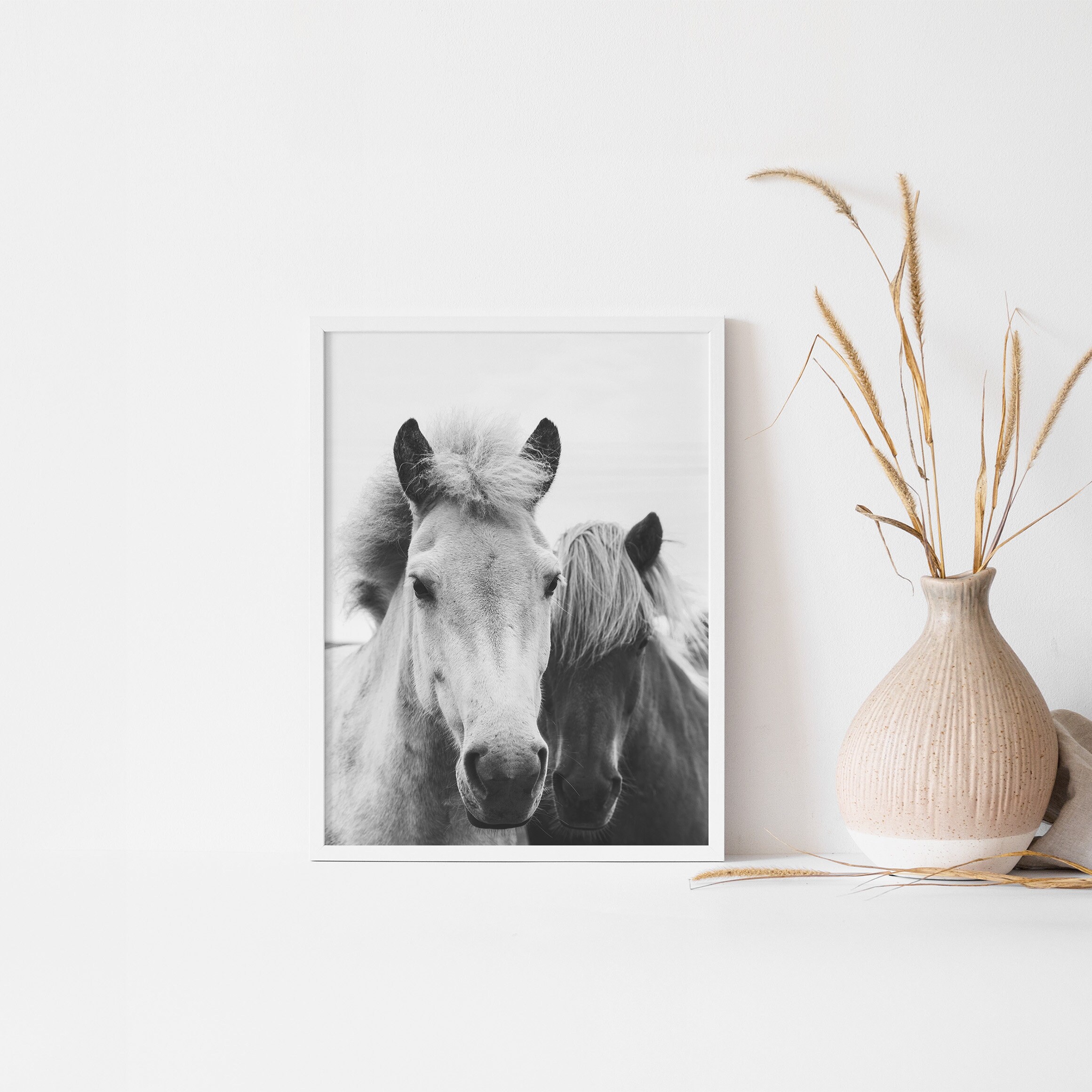 Black and White Horses Print Horse Portrait Wall Art DIGITAL | Etsy